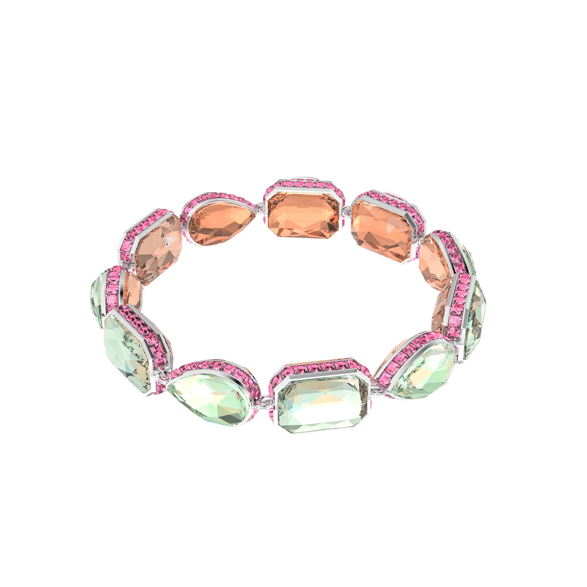 Swarovski Orbita Bracelet, Mixed Cut Crystals, Multicolored, Rhodium Plated